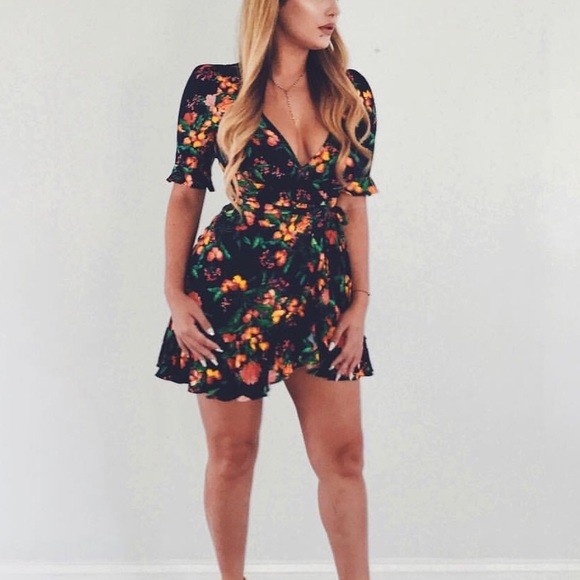 zara floral wrap dress